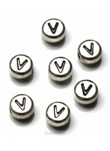 NEW! 1 Letter V Quality Silver Plated Round Alphabet Bead 7mm ~ Ideal For Occasion Name Bracelets, Card Making & Other Craft Activities